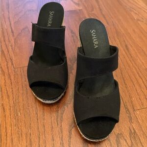 Sahara Black Wedge Sandals